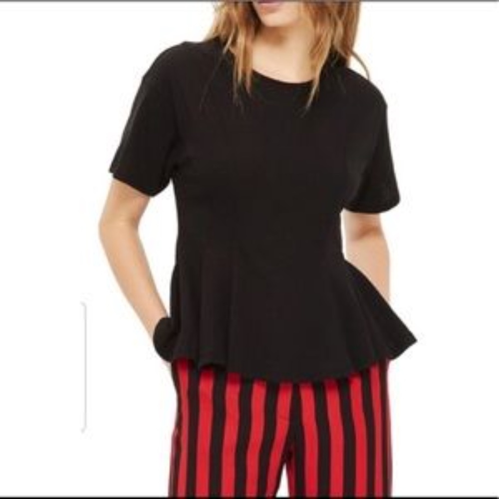 Topshop Peplum waist black Tee US8